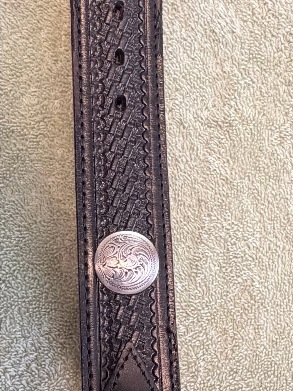 Vintage 1998 Siskiyou American Trucker Buckle Leather Belt Size 42–46